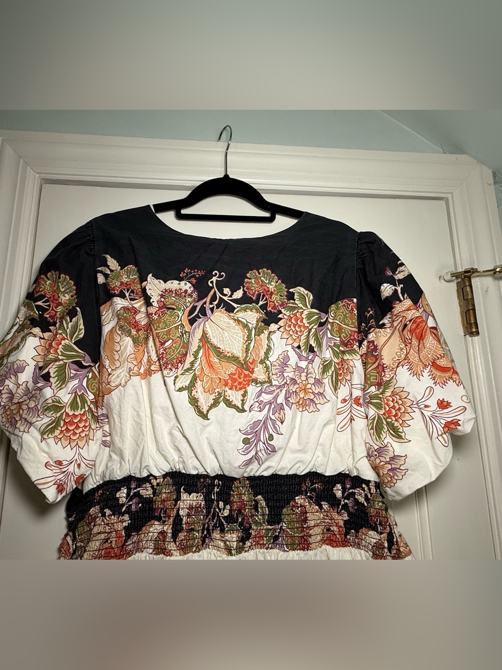 Anthropologie - Katerina Floral V-Neck Midi Dress in Black and Cream - Picture 6 of 6